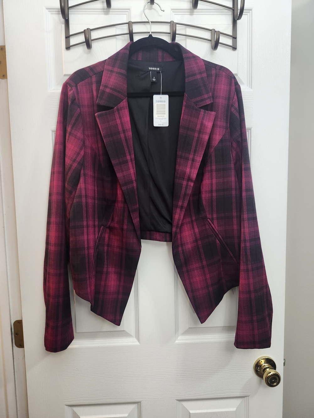 Torrid Pink Plaid Blazer Jacket, Torrid 3 = 3X, NWT